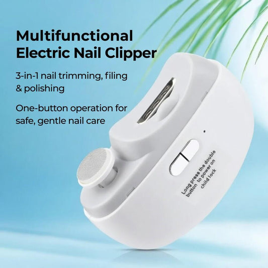 3-in-1 electric nail trimmer for trimming, filing and polishing, one-button operation